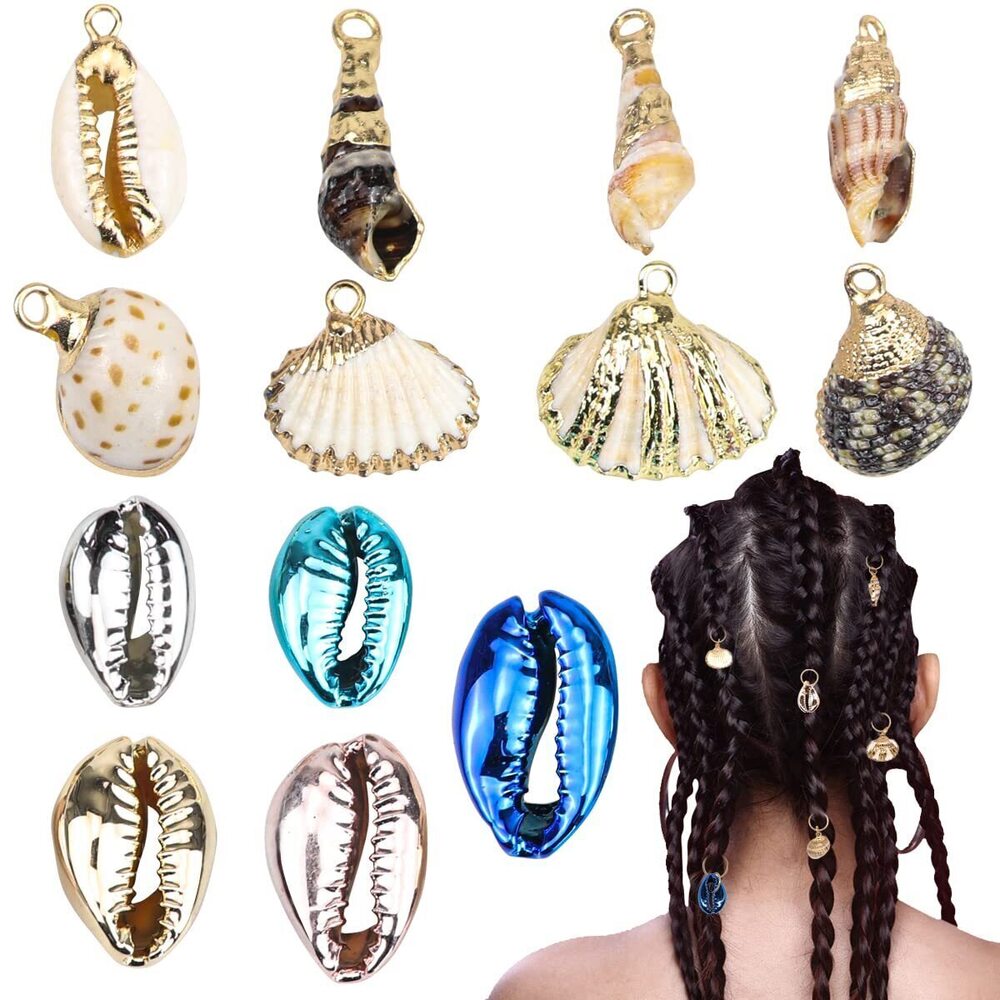 3432 Shell Braided Hair Accessories, 13 Pcs Different Pigtail Shell Jewelry